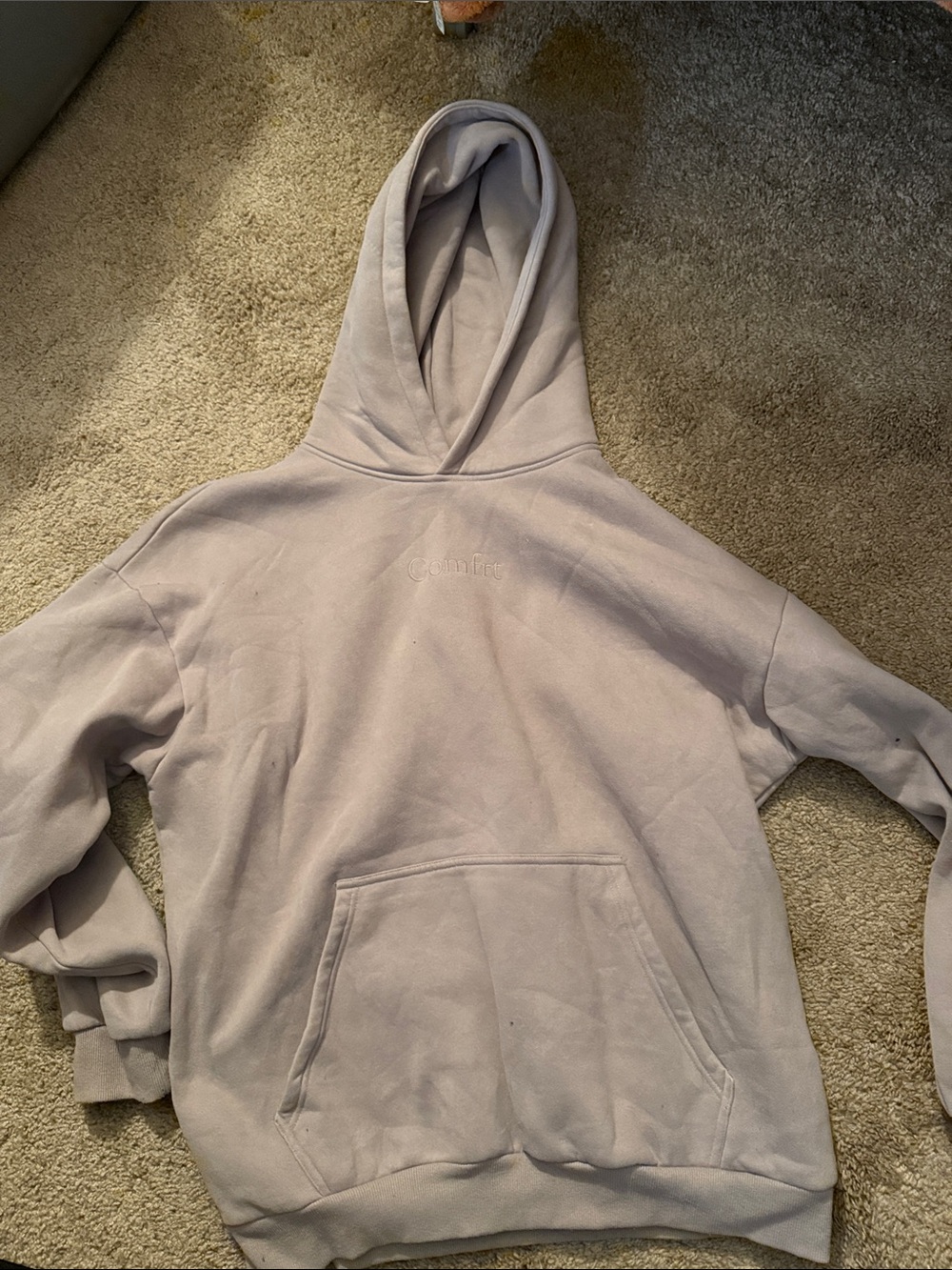 Comfrt Oversized Light Gray Teddy Hoodie Jacket